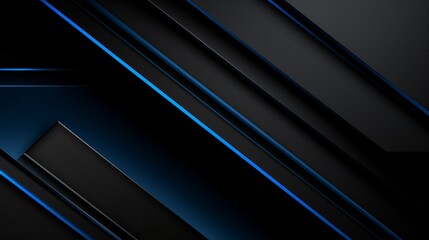 Obraz premium Modern black blue abstract background. Minimal. Color gradient. Dark. Web banner. Geometric shape. 3d effect. Lines stripes triangles. Design. Futuristic. Cut paper or metal effect. Luxury. Premium
