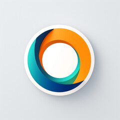 simple circular logo in blue, green and orange color, artistic, white inside and bench background сreated with Generative Ai