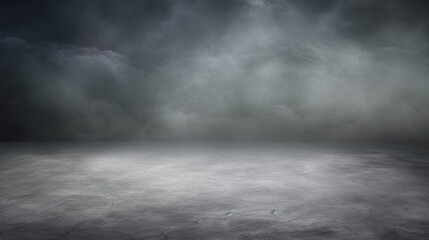 Texture dark concrete floor with mist or fog