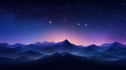 Fototapeta premium Vector abstract futuristic digital landscape with particles dots and stars on horizon. computer geometric digital connection