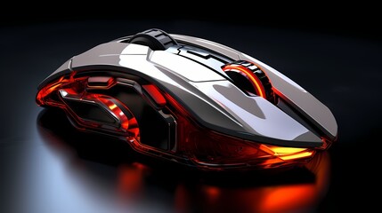 A high-definition image of a futuristic computer mouse, emphasizing its precision design.