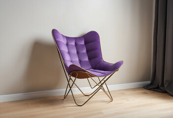 a purple butterfly chair isolated on a transparent background 