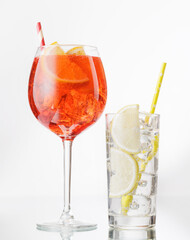 Aperol spritz and gin tonic cocktails
