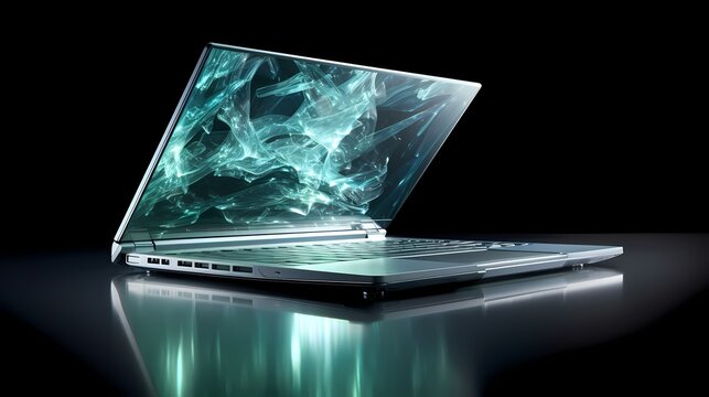 A crystal-clear image of an ultra-thin laptop, highlighting its sleek and portable design.