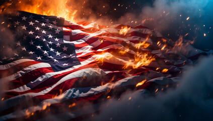 A burning US flag