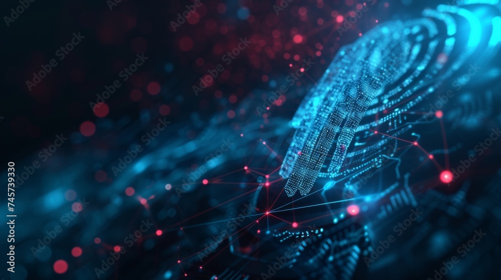Poster 2fa authentication login or cybersecurity fingerprint and secure online connection of professional t