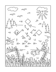 Obraz premium St. Patrick's Day dot-to-dot picture puzzle and coloring page with hidden celtic knot 