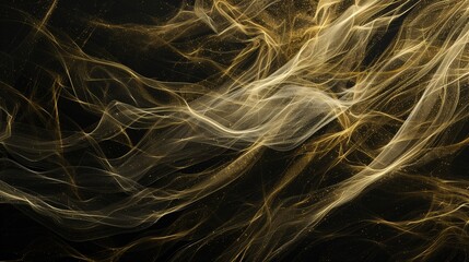 Gossamer strands of gold entwine, tracing delicate patterns upon the inky expanse, a dance of light and shadow.
