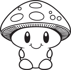 cartoon kawaii mushroom 006 monochrome