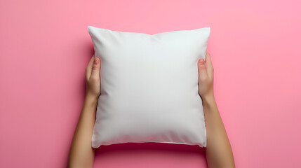 White blank square pillow mockup, generative ai