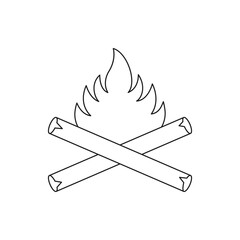 Bonfire icon line style isolated on white background. Vector illustration