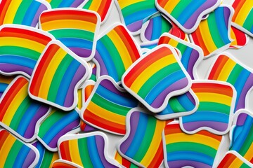LGBTQ Sticker sage design. Rainbow lgbtq pride sticker for rights motive idiosyncratic diversity Flag illustration. Colored lgbt parade anticipation. Gender speech gender expression surgery - obrazy, fototapety, plakaty