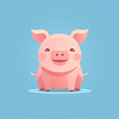 Obraz na płótnie Canvas Pig, smiling simple, flat, low detail, smooth, minimal, bright colors, straight design, bright backgrounds сreated with Generative Ai