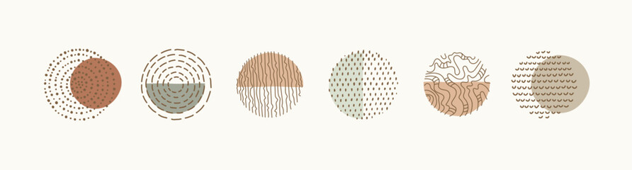 Abstract Graphic Elements in Minimal Trendy Style. Hand drawn doodle shapes, spots, drops, curves, lines for creating patterns, Invitations, posters, cards, social media posts