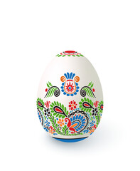 Floral motif painted Easter egg over white background, vector illustration