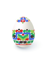 Floral motif painted Easter egg over white background, vector illustration