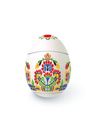 Floral motif painted Easter egg over white background, vector illustration