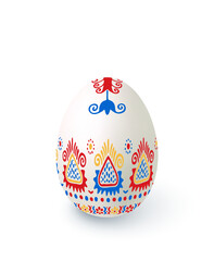 Floral motif painted Easter egg over white background, vector illustration