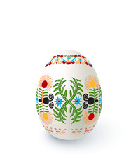 Floral motif painted Easter egg over white background, vector illustration