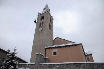 Fototapeta na wymiar View of Saint Michel Church in Lanslevillard, France