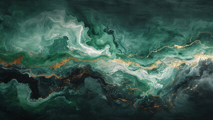 Nature's Harmony: Abstract Wave in Black and Green for Rustic Wallpaper