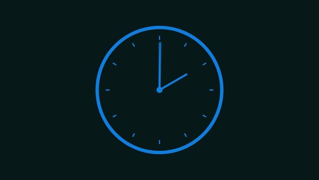Clock Animation Video. clock icon with moving arrows in 12 hour loop 4K.