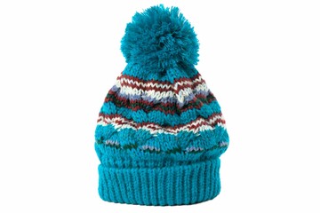 Winter Hat With Ball Top Isolated