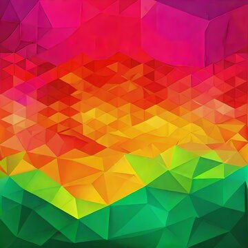 Illustration of abstract Green, Orange, Pink, Red, Yellow horizontal low poly background