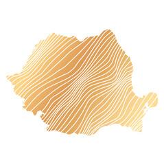 abstract map of Romania - vector illustration of striped gold colored map
