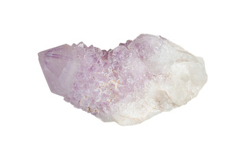 Amethyst mineral stone macro on white background