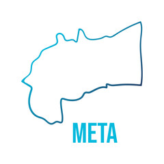 Colombia, Meta department simplified edges abstract map