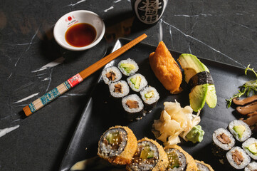 sushi and chopsticks