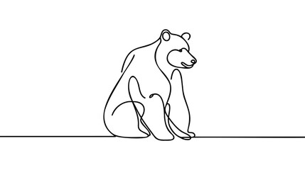 Continuous one line bear. Vector illustration on white background