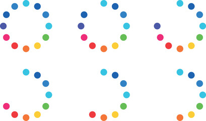 round loading in video icons, colored vector circles