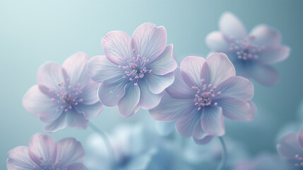 Soft-focus image of delicate blue flowers in a tranquil setting