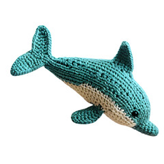 dolphin doll knit blue and whit illustration. For decoration and design.