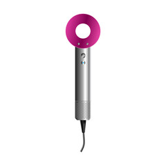 Realistic hairdryer for hairdresser salon, barbershop or home usage.3d vector illustration. Dyson hairdryer..