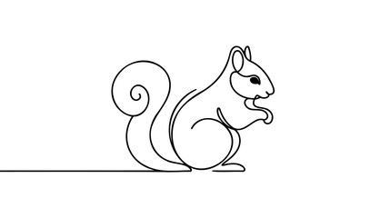 Single continuous line drawing of luxury squirrel for corporation logo identity.