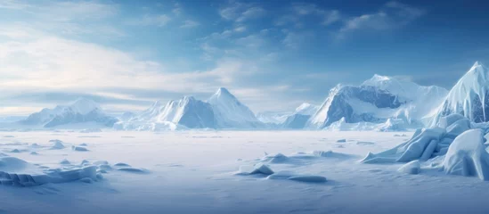 Fototapete Rund Arctic winter landscape with large glaciers frozen sea © Eyepain