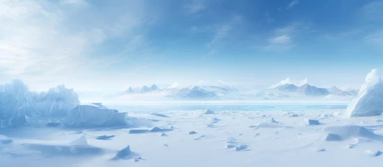 Zelfklevend Fotobehang Arctic winter landscape with large glaciers frozen sea © Eyepain