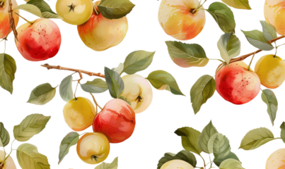 A pettern of the pastel apple with leaves.