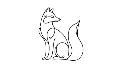 One continuous line design silhouette of fox. Hand drawn minimalism style. Vector illustration