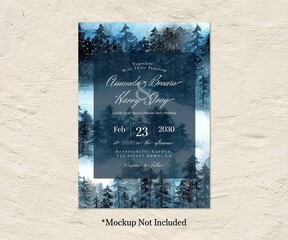 Abstract Wedding Invitation Landscape With Misty Forest Background