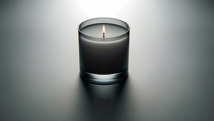 minimalistic scented candle ad template, featuring a single, elegant candle in a sleek glass jar