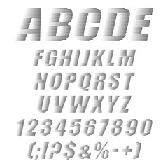 Flying alphabet, letters, numbers and signs. Isolated vector objects on white background. - 745762900