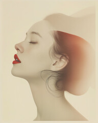 Vintage elegant woman with red lips