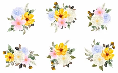 Foto op Plexiglas Pretty Colorful Watercolor Floral Bouquet Collection © Heer
