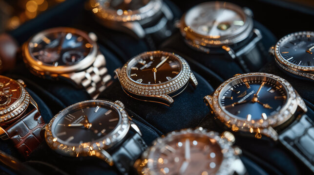 Elegant Luxury Watch Collection Display Close Up High 