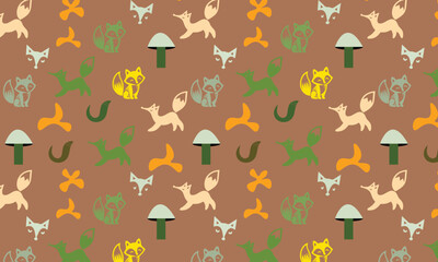 Fox vector seamless pattern background free download 
