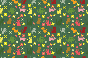 
Cute cat pattern background free download